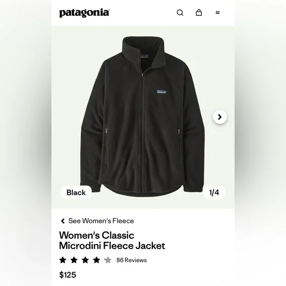 GUC Patagonia Classic Micro-D Fleece Jacket (Black, Small) - Picture 2 of 9